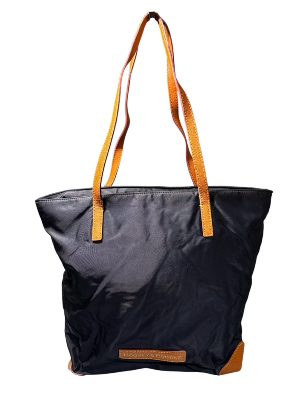 Dooney & Bourke Navy Nylon & Tan Leather Trim Tote Bag - Fair Condition
